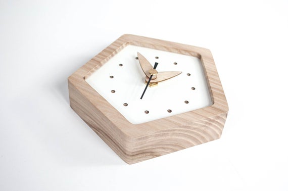 Desk Clock, Small Clock, Silent Clock, Table Clock, Wooden Clock, Wood Clock, Nightstand Clock, Bedside Clock, Gift for Father, Gift for Him by PromiDesign