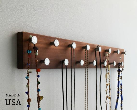 Customized For Alex, Modern Jewelry Rack Double Length, Change Silver Hooks with Bronze by andrewsreclaimed
