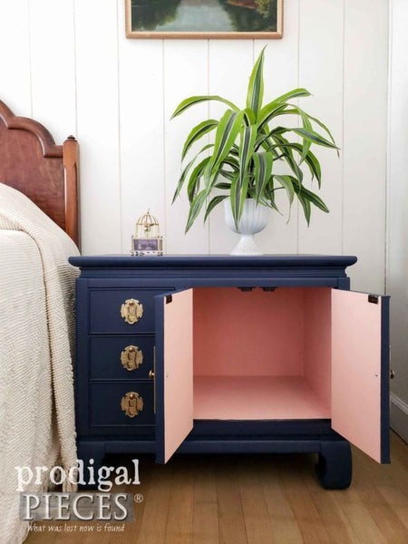 Home Decorating Ideas Furniture Open Vintage Chest Nightstand with Color Pop Interior by Larissa of Prodigal Pie…