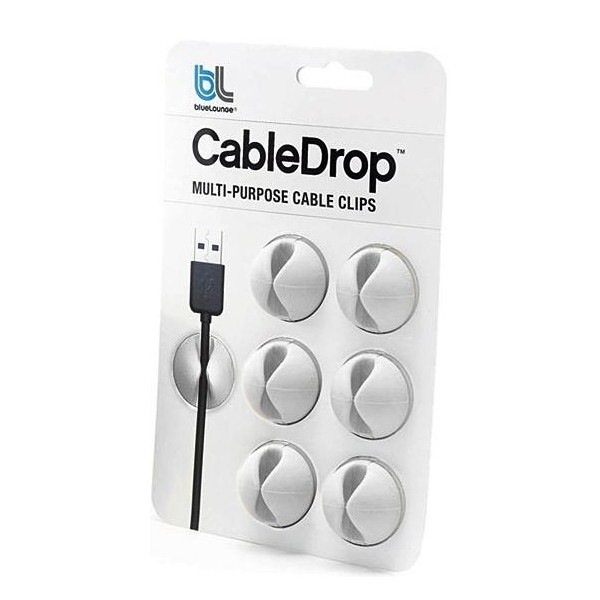 BlueLounge Cabledrop Adhesive Cable Holder, White