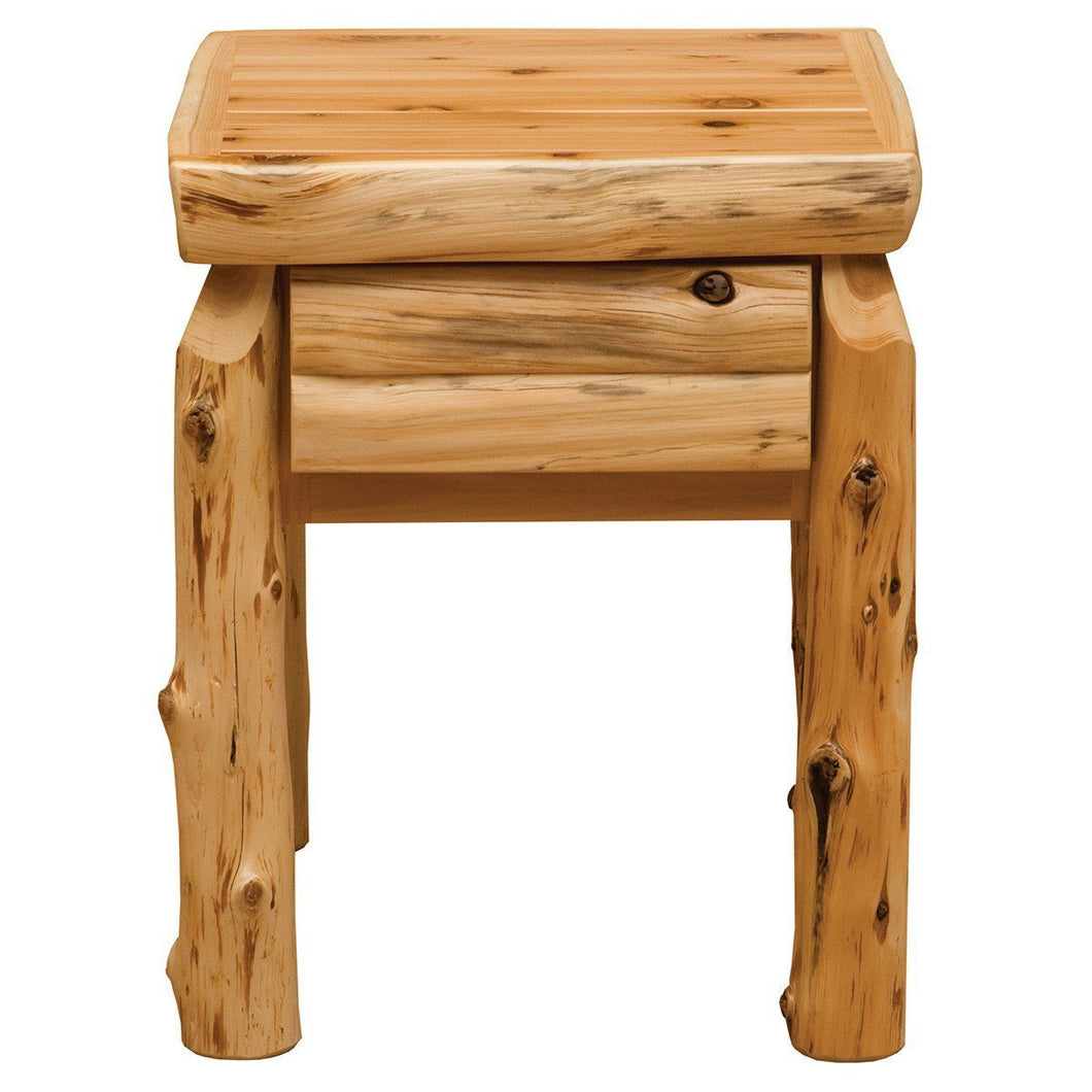 Rustic Traditional Cedar Half-Log Drawer Nightstand