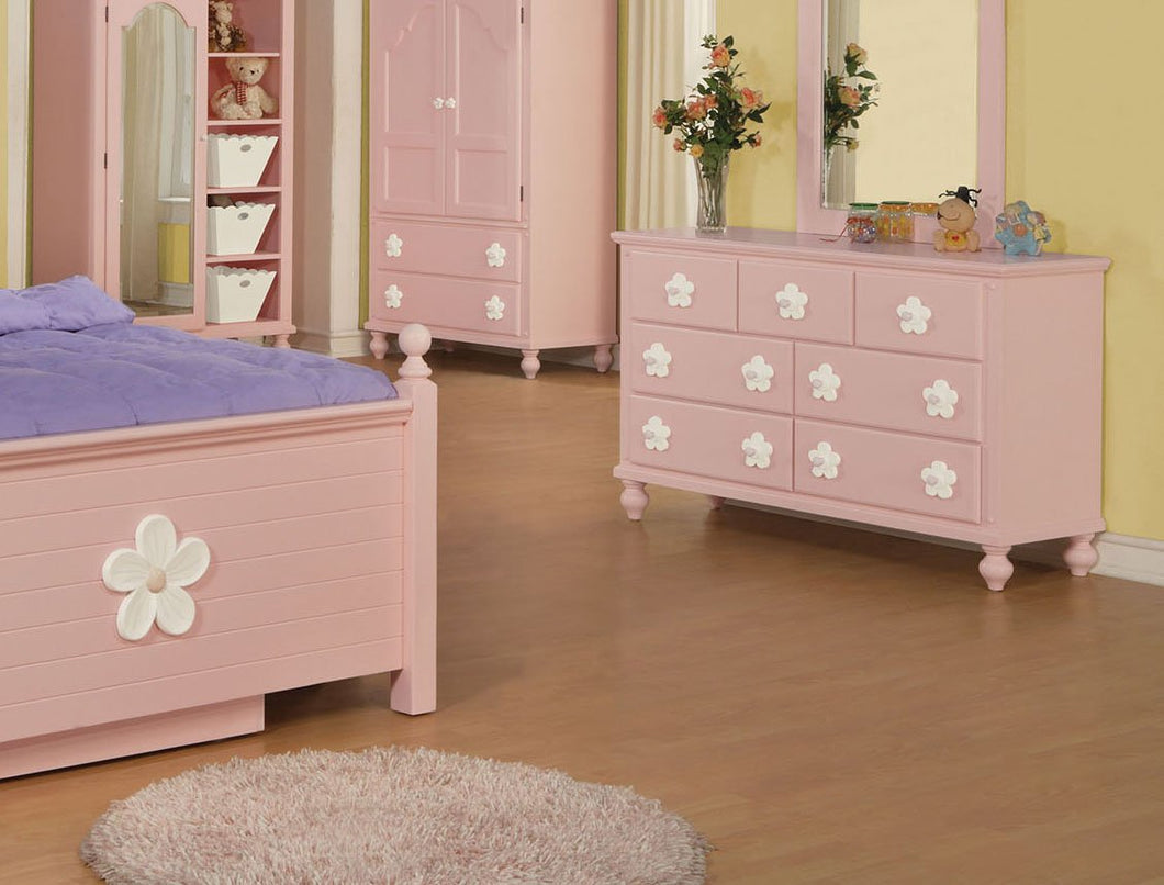 Acme 00741 Floresville Girls Pink Flower 7 Drawer Dresser