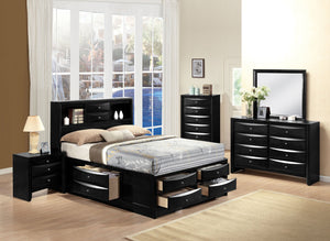 Acme 21620F Ireland 4 Pieces Black Bookcase Full Storage Bedroom Set