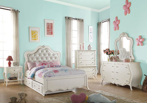 Acme Edalene Pearl White Girl Twin Trundle Bedroom Set