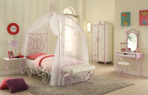 Acme 30530T Priya 6 Pieces Silver matel Girl Twin Canopy Bedroom Set