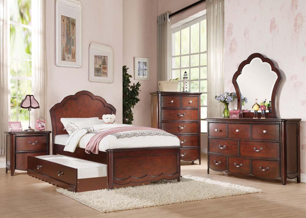 Acme 30270T Cecilie Cherry Wood 4 Piece Youth Twin Trundle Bedroom Set