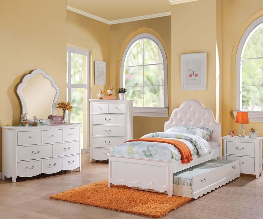 Acme Cecilie Pink White Kids Full Trundle Bedroom Set
