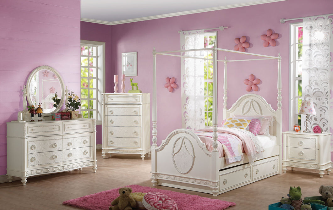 Acme Dorothy Ivory Twin Canopy Trundle Bedroom Set