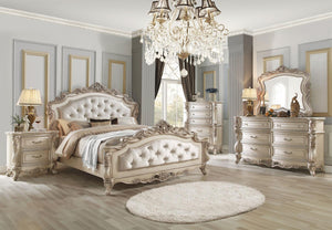 Acme 27440Q Gorsedd Cream Wood And Fabric Finish 4 Piece Queen Bedroom Set