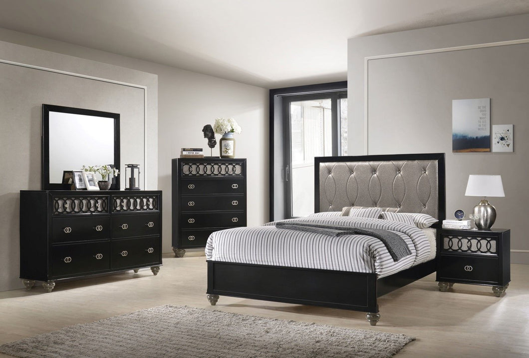Acme 27070Q Ulrik Black Wood Finish Transitional 4 Piece Queen Bedroom Set