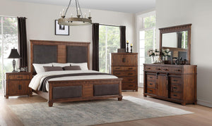 Acme 27160Q Vibia Brown And Cherry Wood Finish 4 Piece Queen Bedroom Set