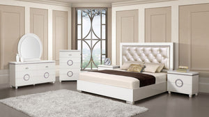 Acme 20240Q Vivaldi White PU Leather Finish 4 Piece Queen Bedroom Set