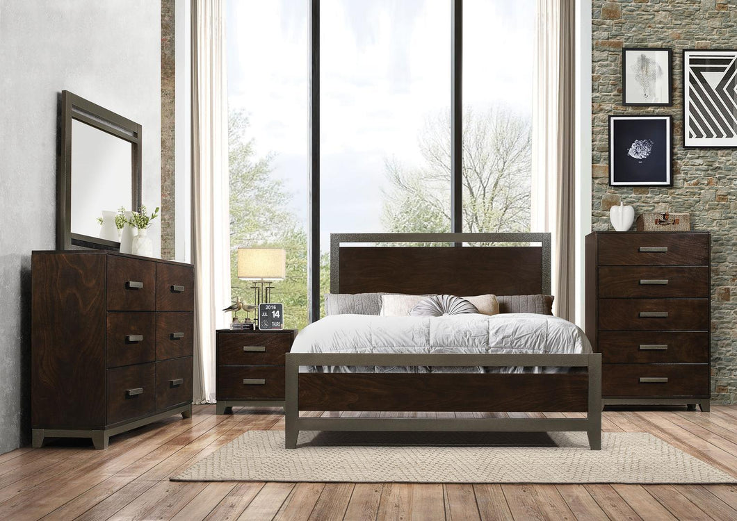 Acme 26680Q Charleen Walnut Wood Finish 4 Piece Queen Bedroom Set