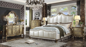 Acme Dreseden II Gold Wood Finish 4 Piece Queen Bedroom Set
