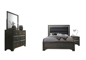 Acme Carine II Gray Fabric And Wood Finish 4 Piece Eastern King Bedroom Set