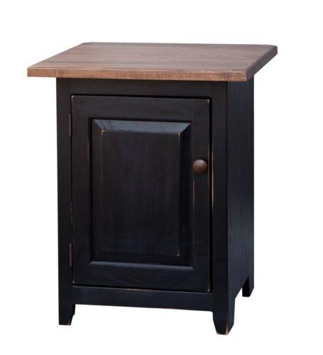 NIGHTSTAND END TABLE  Amish Handmade Shaker Wormy Maple Bedroom Stand w Storage