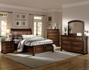 2159K-1CK Medium Brown 4PC California King Sleigh Platform Bedroom Set