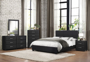 2220F-1 Lorenzi 4PCs Modern Black Vinyl Kids Full Platform Bedroom Set