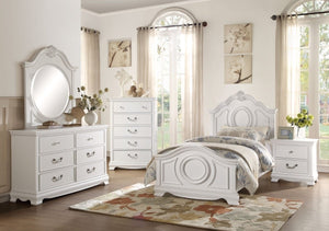 2039FW-1 Lucida 4PCs Traditional White Wood Kids Full Bedroom Set