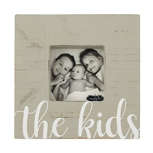 Mud Pie Home Wood Block "The Kids" Photo Frame Holds 4" Sq Picture