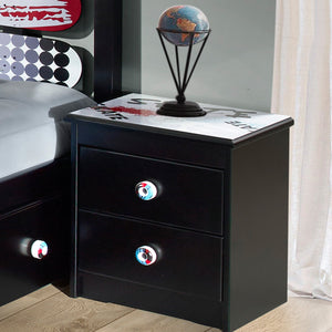 Annecy Black Solid Pine Wood Nightstand