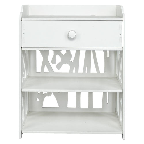 Wooden Bed Side End Table Nightstand Bedroom Drawer & Bottom Shelf White