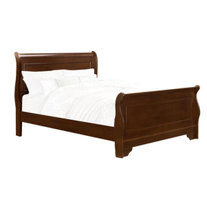 1856F-1 Traditional Louis Philippe Brown Cherry Kid Full Sleigh Bed