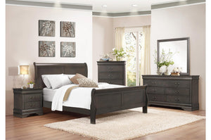 2147FSG-1 4P Louis Phillippe Grey Wood Kid Full Sleigh Bed Bedroom Set