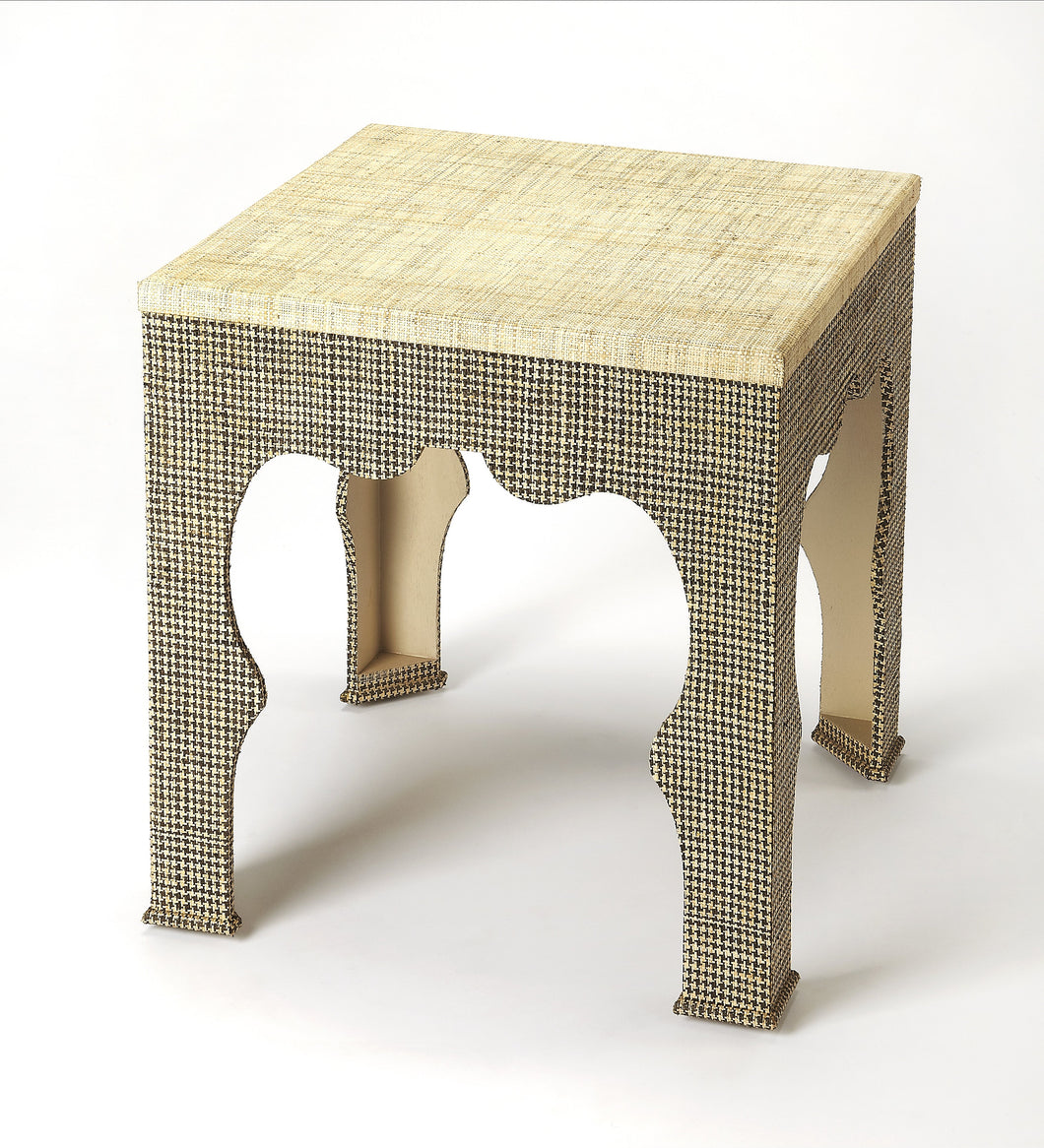 Haverford Houndstooth Raffia End Table