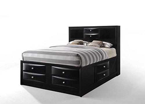 acme Furniture 21610Q Ireland Bed with Storage, Queen, Black