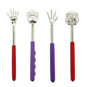 4 Pieces Different Shapes Back Scratchers Telescopic Bear Claw/Eagle Claw/Fish Photo Claw/Skull Palm Claw Backslap Hand Massager Tool