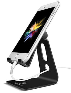 Adjustable Cell Phone Stand, Lamicall Phone Stand : [UPDATE VERSION] Cradle, Dock, Holder Compatible with iPhone Xs XR 8 X 7 6 6s Plus SE 5 5s 5c charging, Accessories Desk, Android Smartphone - Black
