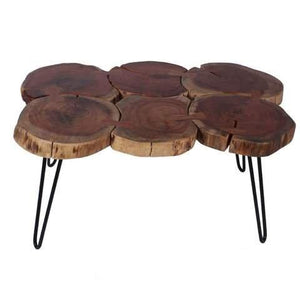 Acacia Wood Leg Coffee Table with Iron Legs XL