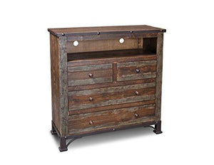 Crafters and Weavers Logan Boulevard Rustic Industrial Solid Wood Media Chest/TV Stand