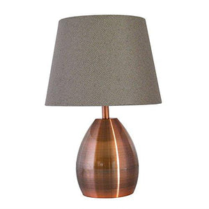 12  Metal Table Lamp For Bedroom,Tootoo Star Small Desk Lamp Retro Copper Bedside Nightstand Light With Shade For Living Bed Room,Grey