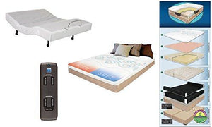 Adjustable Wireless Remote Bed Frame Base Zero Gravity and Dual Massage Electric Frame Bundle with Premium Dual Adjustable Digital Sleep Air Bed System Airbed Mattress Noveau Air QUEEN Size