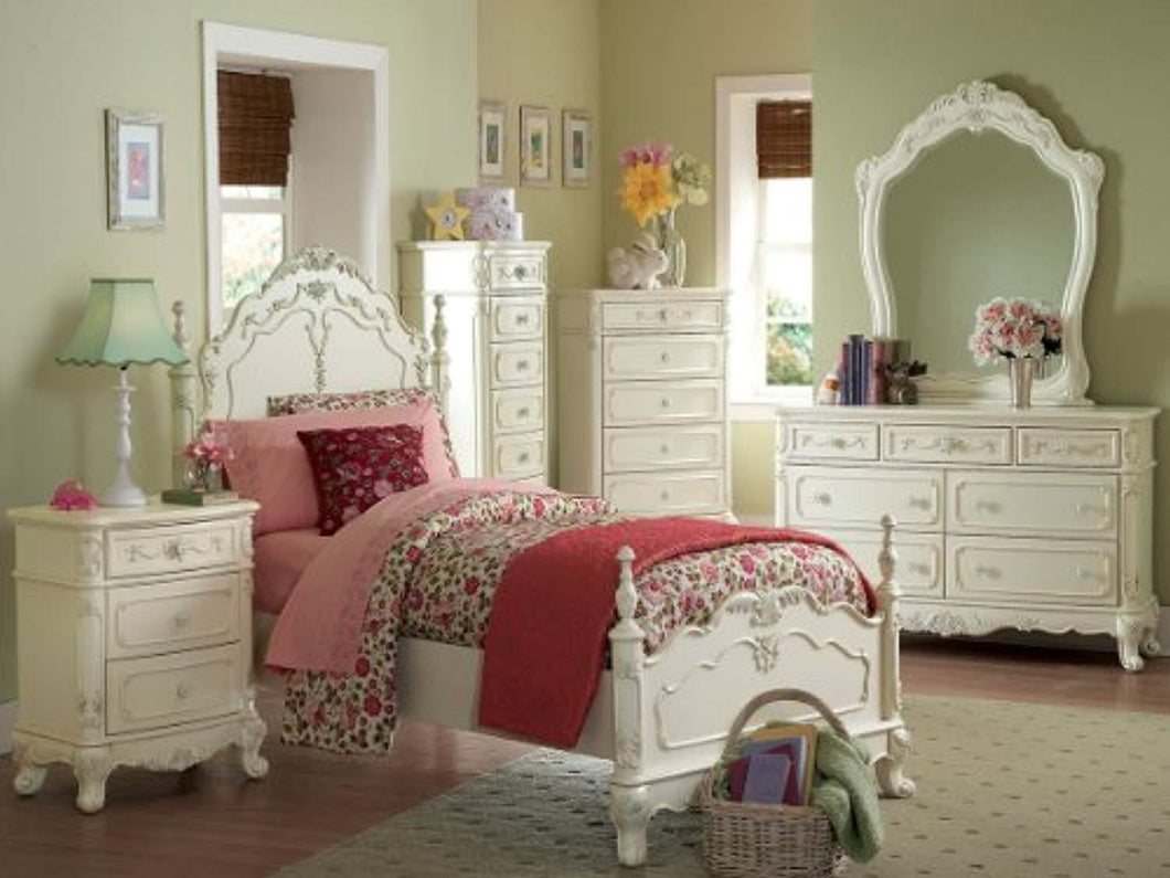 Cinderella 4 PC Twin Bedroom Set by Home Elegance in Off-White/Cream