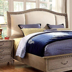 Amazon best belgrade collection antique modern padded fabric hb storage fb platform queen size bed rustic natural tone finish w matching dresser mirror nightstand 4pc set
