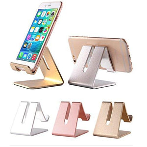 Cell Phone Desk Stand Holder - ToBeoneer Aluminum Desktop Solid Portable Universal Desk Stand for All Mobile Smart Phone Tablet Display Huawei iPhone 7 6 Plus 5 Ipad 2 3 4 Ipad Mini Samsung (Gold)