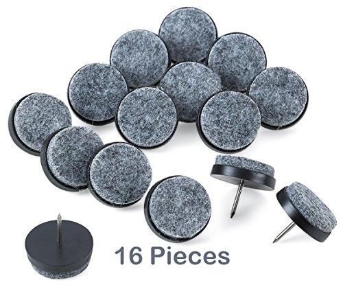 1 Inch -16 Pc. Felt Furniture Floor Pads  Hook In Protectors For Furniture, Tile, Hardwood, Laminate Flooring, Patio, Office, Work, Bedroom, Surfaces, Restaurants, Dining, Home And Kitchen - Katzco