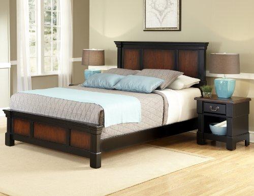 Aspen Rustic Cherry & Black King Bed & Night Stand by Home Styles