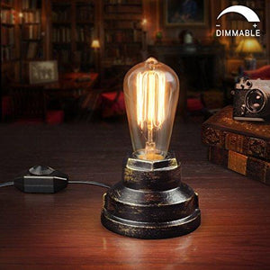 Retro Edison Vintage Table Lamp Industrial Black Wrought Iron Base  Steampunk Home Decor Accent