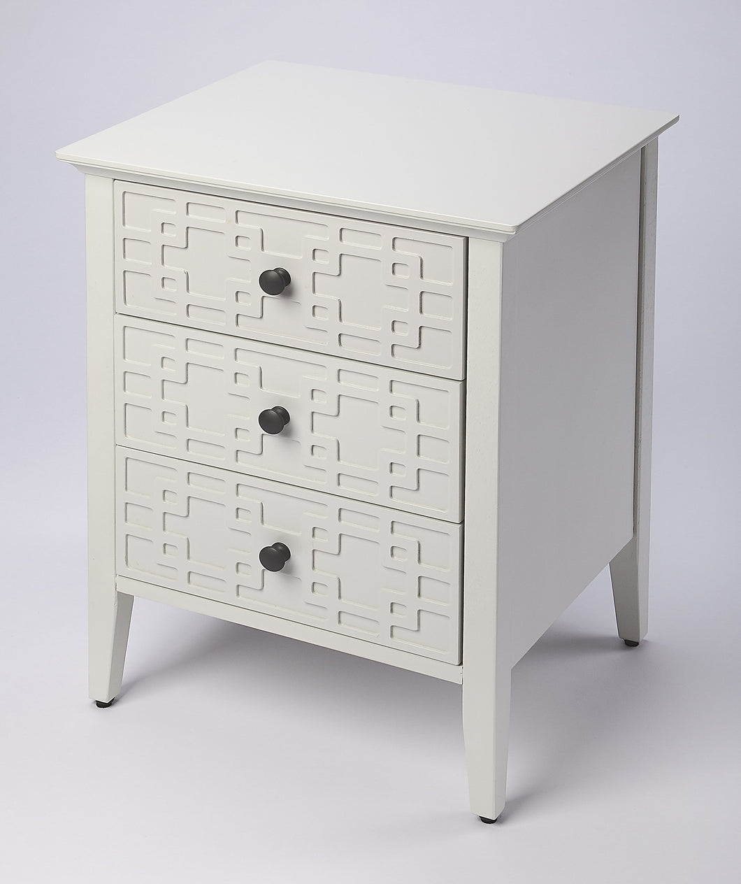 Kinsley Glossy White 3-Drawer Accent Chest