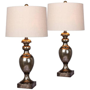 Harper Antique Gold Leaf Textured Urn Table Lamp Set of 2