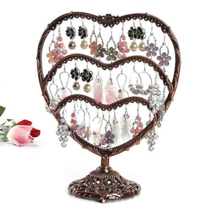 Earring Display, Botitu 11 inch Tall Jewelry Holder with 58 Hooks and 3 Tiers Earring Holder for Girls and Women Jewelry Tree, Perfect for Dresser, Nightstand and Countertop Jewelry Display (Copper)