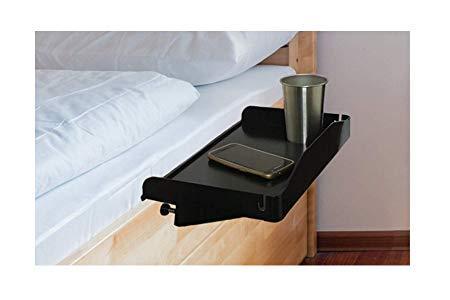 Bedside Shelf to Use As Kids Nightstand, Bunk Bed Nightstand, Dorm Room Nightstand for Students and Bedside Tray for Drink, Laptop, Tablet, Books, Remote, Alarm Clock & Phone - Plastic