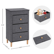 Load image into Gallery viewer, Great kamiler 3 drawer dresser nightstand beside table end table storage organizer tower unit for bedroom hallway entryway closets removable fabric bins no tool required to assemble
