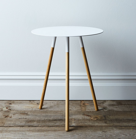 Plain Side Table White Wood Legs