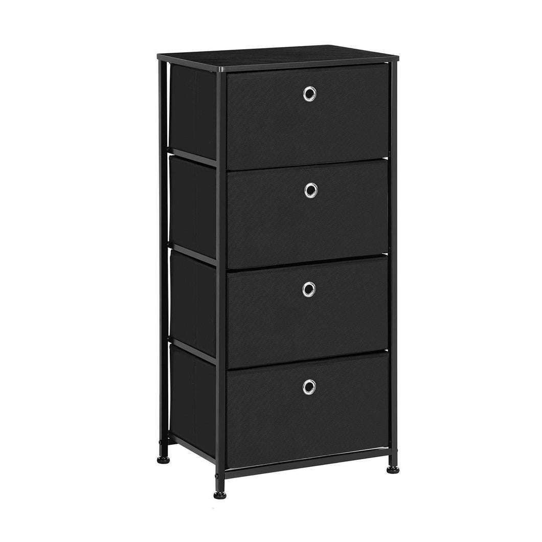 SONGMICS 4-Tier Dresser Drawer Unit, Cabinet with 4 Easy Pull Fabric Drawers, Storage Organizer with Metal Frame and Wooden Tabletop for Living Room, Closet, Hallway, Black ULTS04H