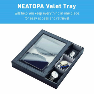 Discover the best u neatopa valet tray nightstand organizer with spacious wireless charging station for smart devices and catchall tray for keys cash coins watches credit cards black